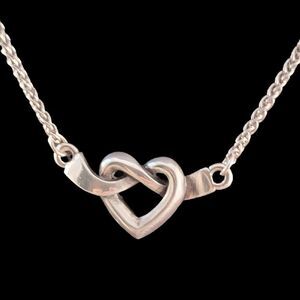 James Avery Sterling Heart Knot Ribbon Pendant Necklace